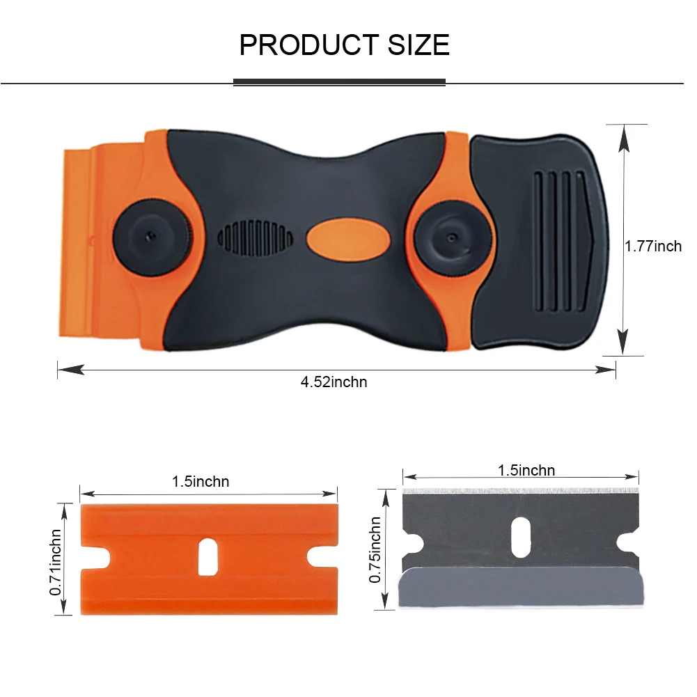 

Razor Blade Scraper Double Edge Remover Tool Auto Window Glass Ceramic Tint Vinyl Glue Paint Adhesive Decal Scraper DIY Squeegee