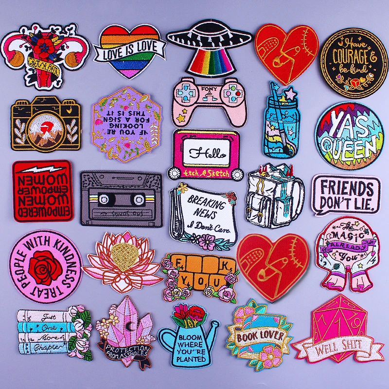 Cartoon Letter Embroidery Patches On Clothes Stickers DIY Hippie Badge Patch Iron for Clothing Thermoadhesive | Дом и сад