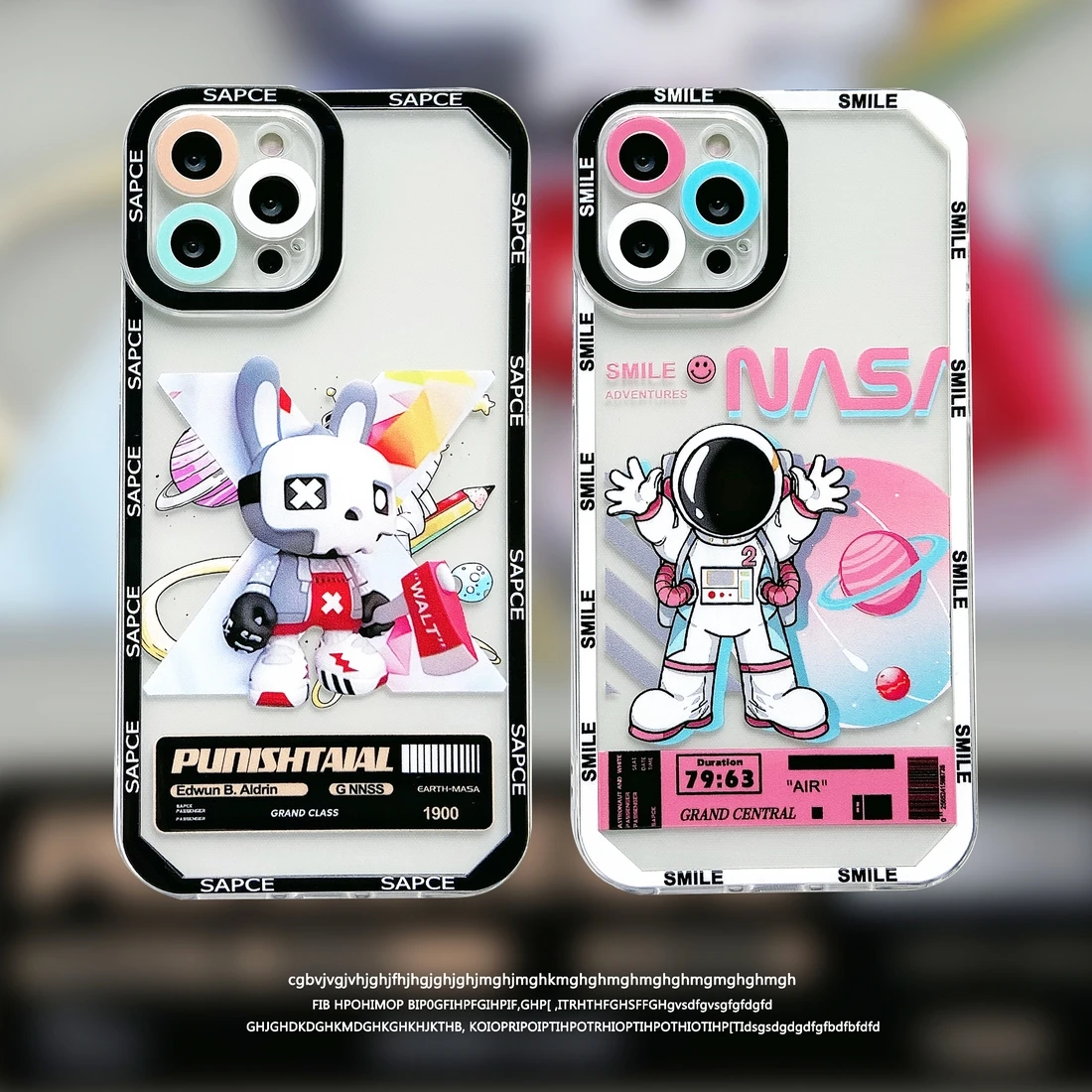 

Cartoon Rabbit Astronaut Phone Case for Iphone 12promax 11 12 11promax X XSMax XR 7 8 7Plus Transparent Spaceman Soft Back Cover