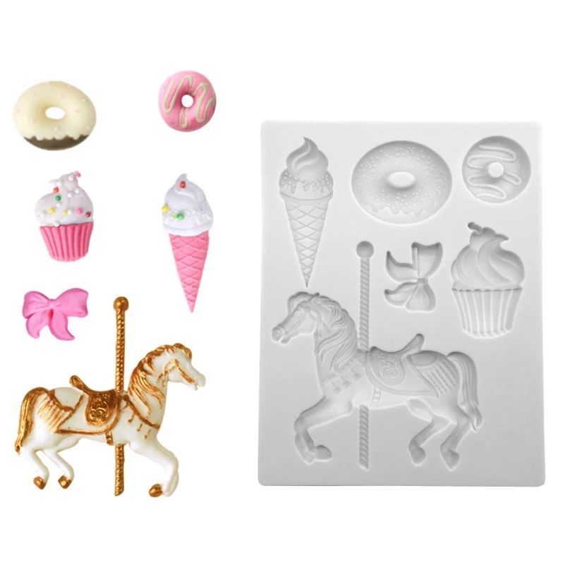 

Merry-go-round Ice-cream Silicone Sugarcraft Cupcake Baking Mold Fondant Cake Decorating Tools