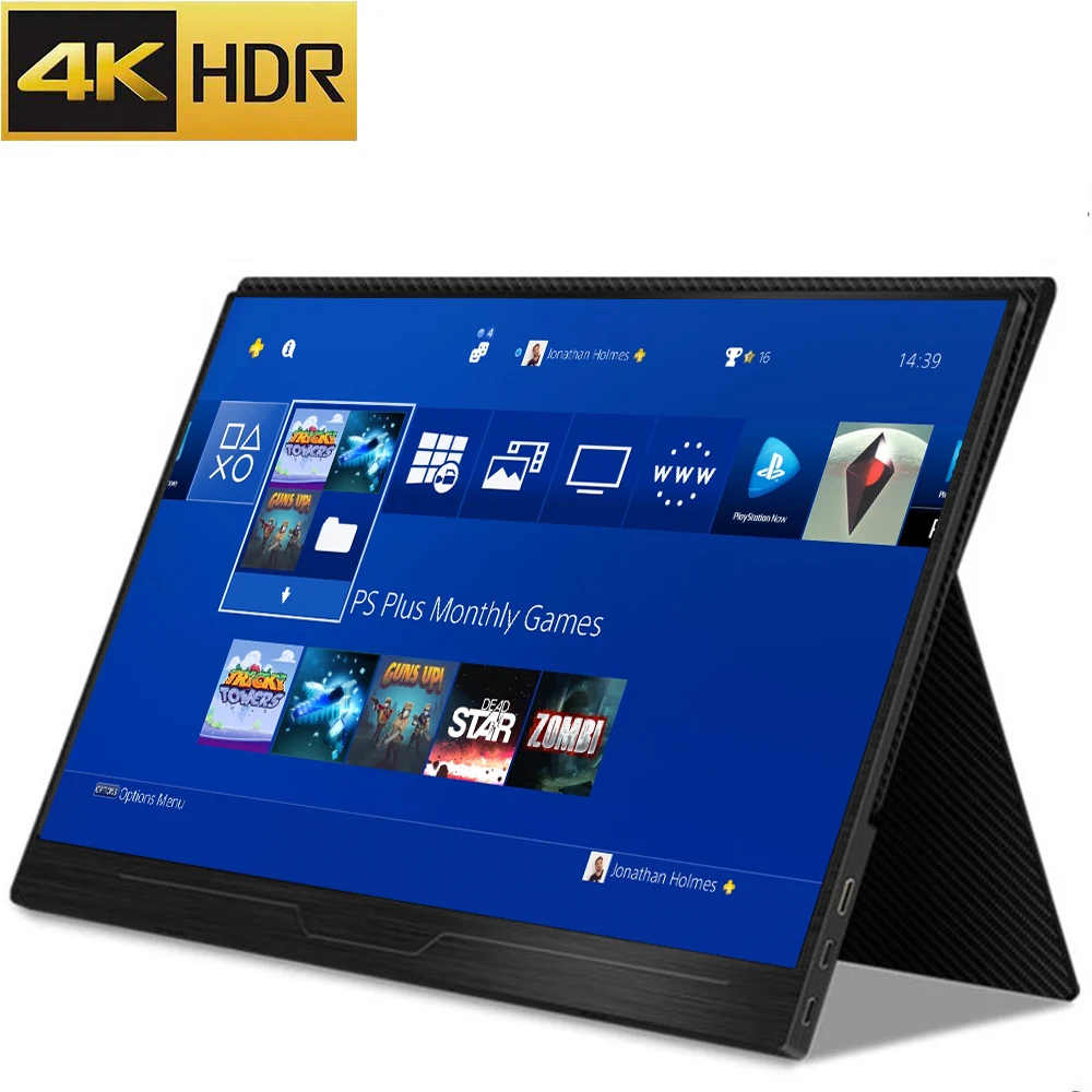 Портативный игровой монитор 15 6 дюйма 4K HDR Монитор 60 Гц для Switch PS4 XBOX Ns ПК ноутбука
