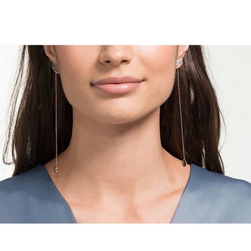 Женские серьги гвоздики с перьями PANDOO длинные из стерлингового серебра