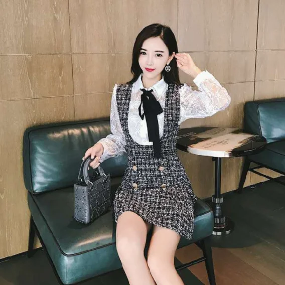 Женский комплект из двух предметов элегантное твидовое двубортное приталенное