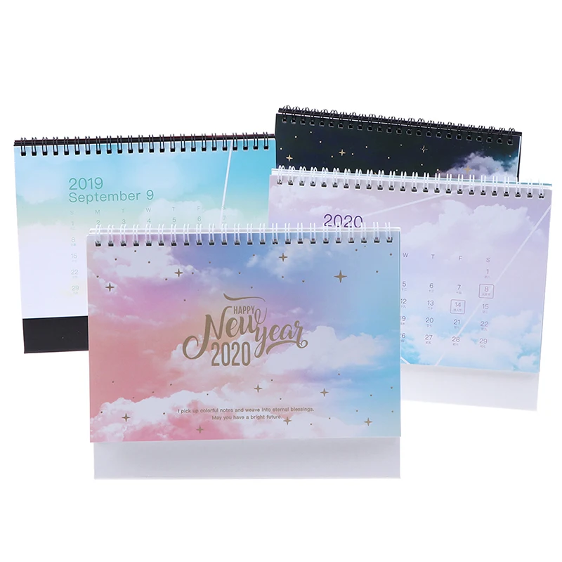 2020 Dreamy Colorful Desktop Standing Coil Paper Calendar Memo Daily Schedule Table Planner Yearly Agenda Organizer | Канцтовары для