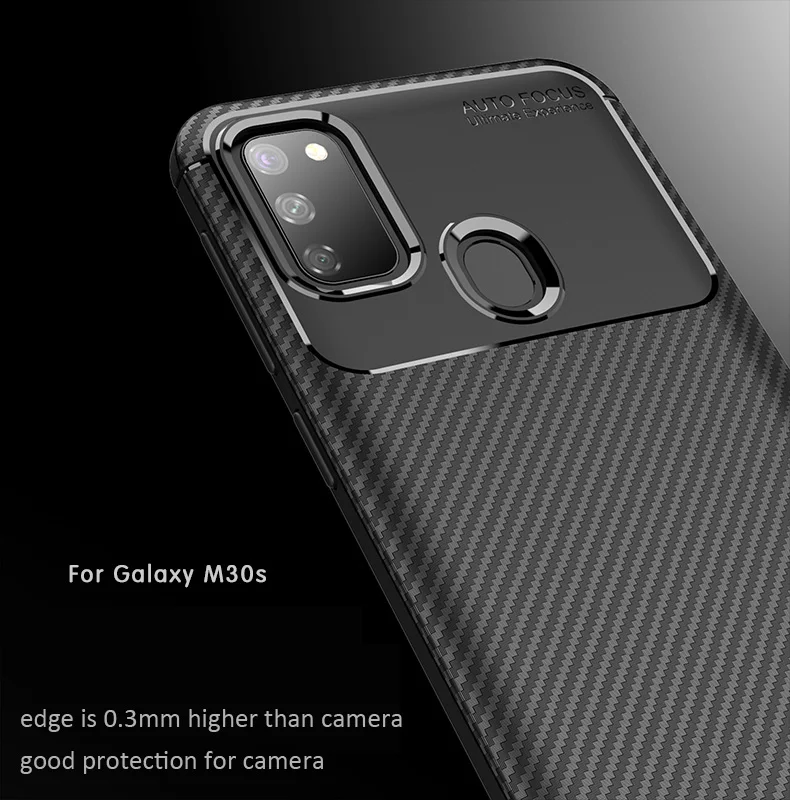 Чехол из углеродного волокна для Samsung Galaxy M30s TPU силиконовый защитный
