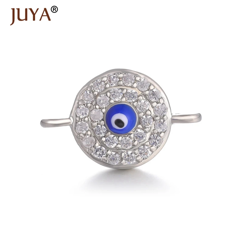 silver Juya модный материал для изготовления украшений 10 типов греческого глаза/Турецкий глаз/чармы «от дурного глаза» разъемы для ювелирных изделий DIY ремесло - Цвет: silver