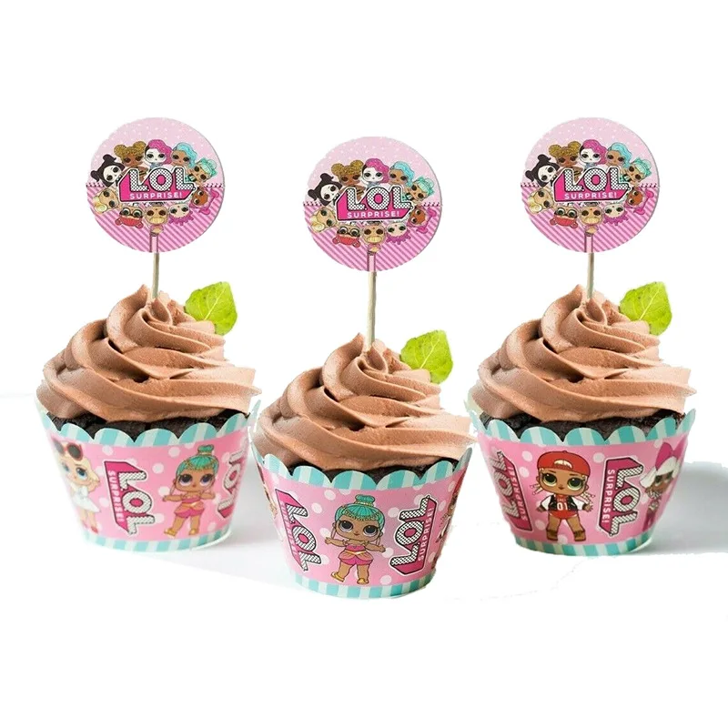 

24pcs LOL surprise dolls cake card fruit plug-in children birthday party supplies Plugin l.o.l surprise birthday party toys sets