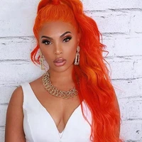 body wave light orange brazilian ombre human hair wig preplucked lace wigs for black women 180 density