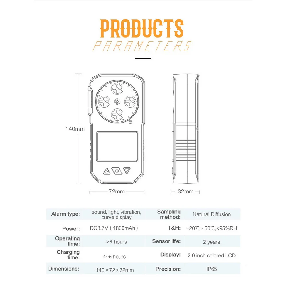 4 в 1 Многофункциональный детектор газа K-400M прибор для обнаружения НПВ O2 CO H2S
