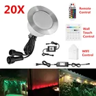 Светодиодные потолочные светильники 20X 61 мм 12 В RGB RGBW для террасы, лестницы, вверхвниз, водонепроницаемые, Wi-Fi, Bluetooth, сетчатый контроллер, таймер, диммер