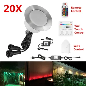 Светодиодные потолочные светильники 20X 61 мм 12 В RGB RGBW для террасы, лестницы, вверхвниз, водонепроницаемые, Wi-Fi, Bluetooth, сетчатый контроллер, таймер, диммер