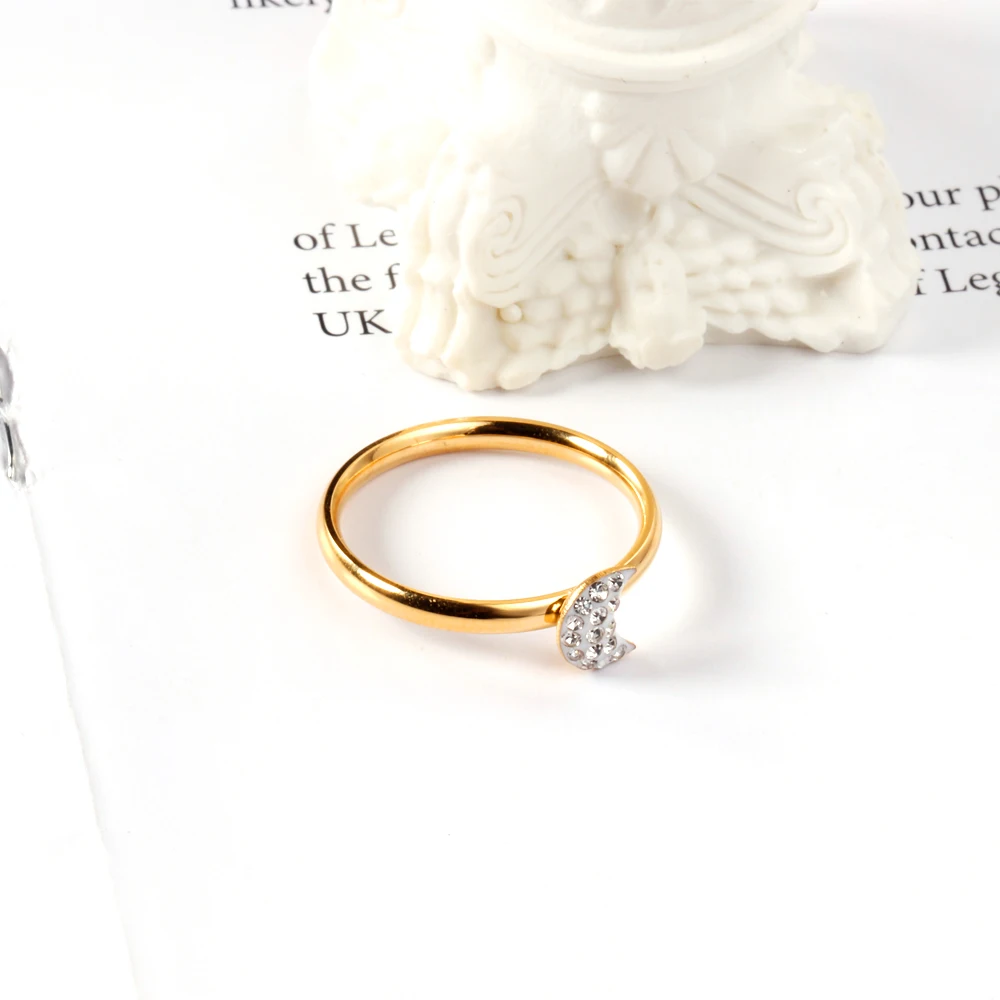 LUXUSTEEL Stainless Steel Rings For Women 2021 New Trendy Style Gold Color Cubic Zirconia Wedding Engagement Party | Украшения и