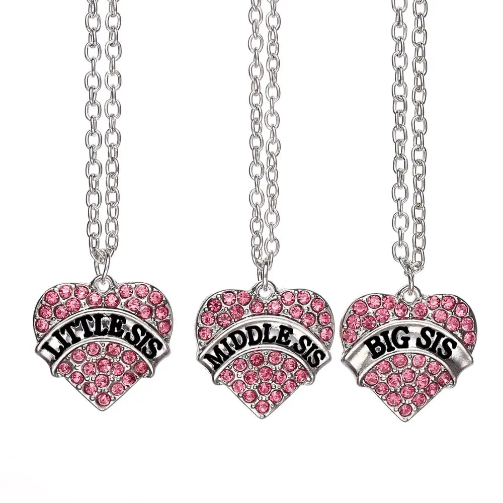 Ожерелье с подвеской в виде сердца кристаллами для сестер родных друзей BFF