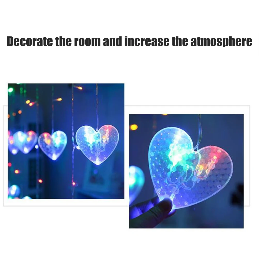 

2.5M LED Heart Shaped Curtain Lights Fairy String Lights Christmas Garland Outdoor For Wedding Holiday Garden Decor String Light