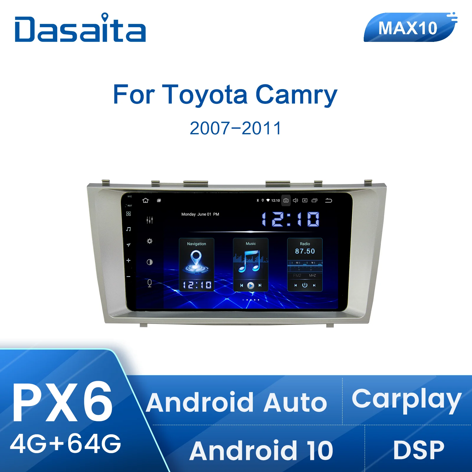 Автомобильная магнитола Dasaita для Toyota Camry, автомагнитола на Android, с GPS-навигацией, видео, стерео, сенсорным экраном для Toyota Camry 2006, 2007, 2008, 2009, 2010