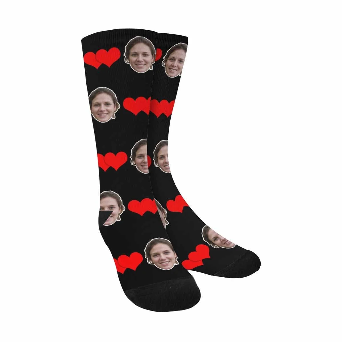 

Custom Face Connected Heart Sublimated Crew Socks
