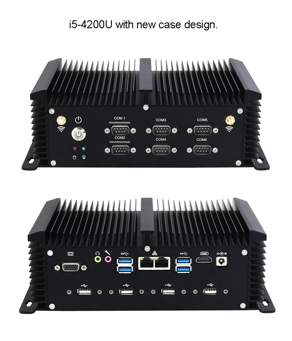 Мини ПК Core i5 8350U 7200U i7 7500U DDR4 ram 2* RS485/232 2* LAN HDMI VGA wifi Windows Linux неттоп безвентиляторный мини компьютер