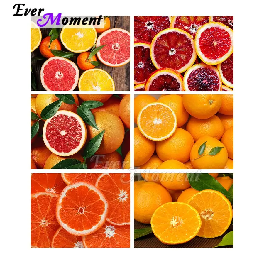 Ever Moment Diamond Painting Embroidery Fruit Orange Grapefruit Full Square Resin Drill Wall Art Decoration Gift Kits ASF2263