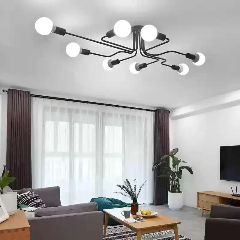 Современная железная черная люстра промышленная потолочная лампа