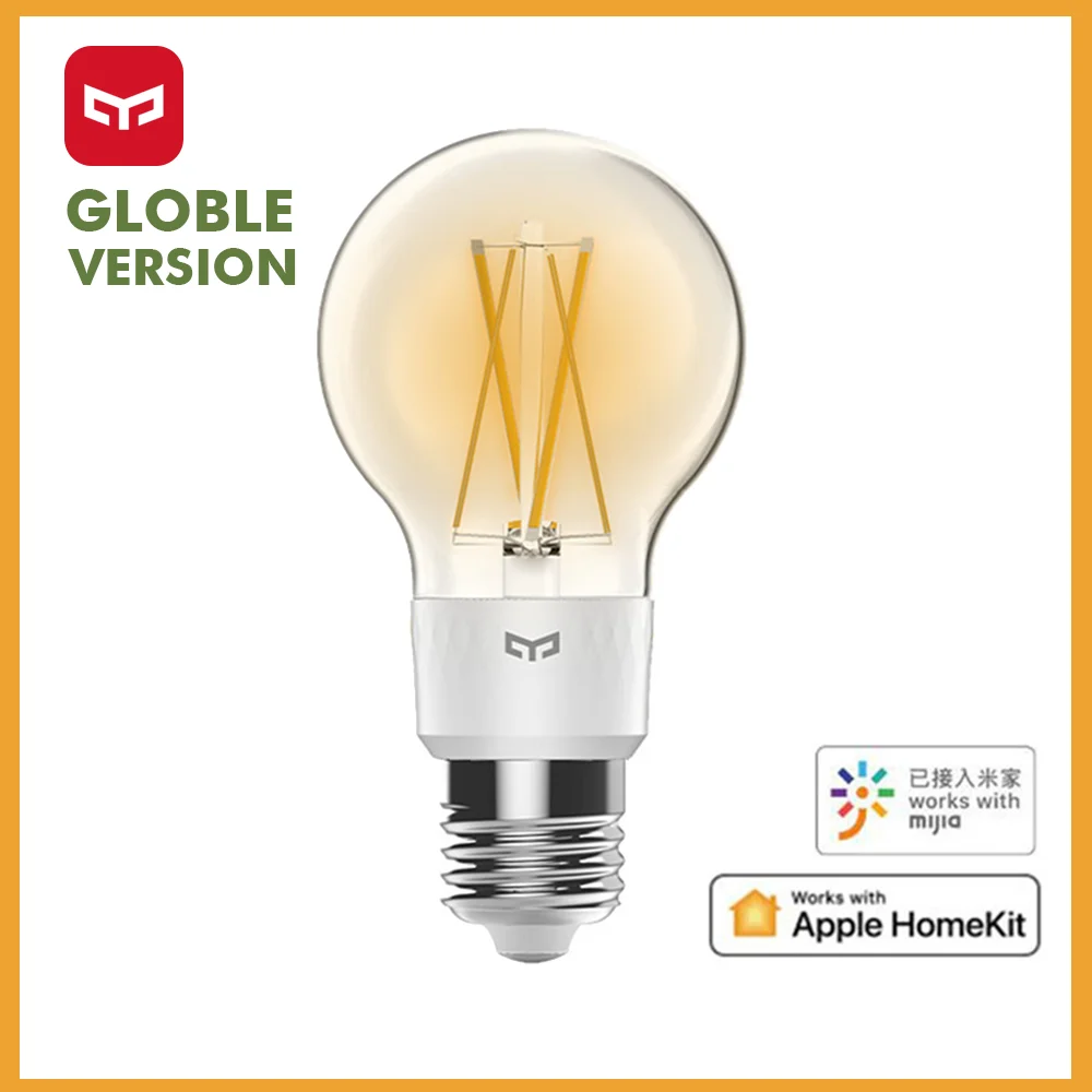 Умная Светодиодная лампа накаливания Yeelight mijia YLDP12YL 700 люмен 6 Вт лимонная умная