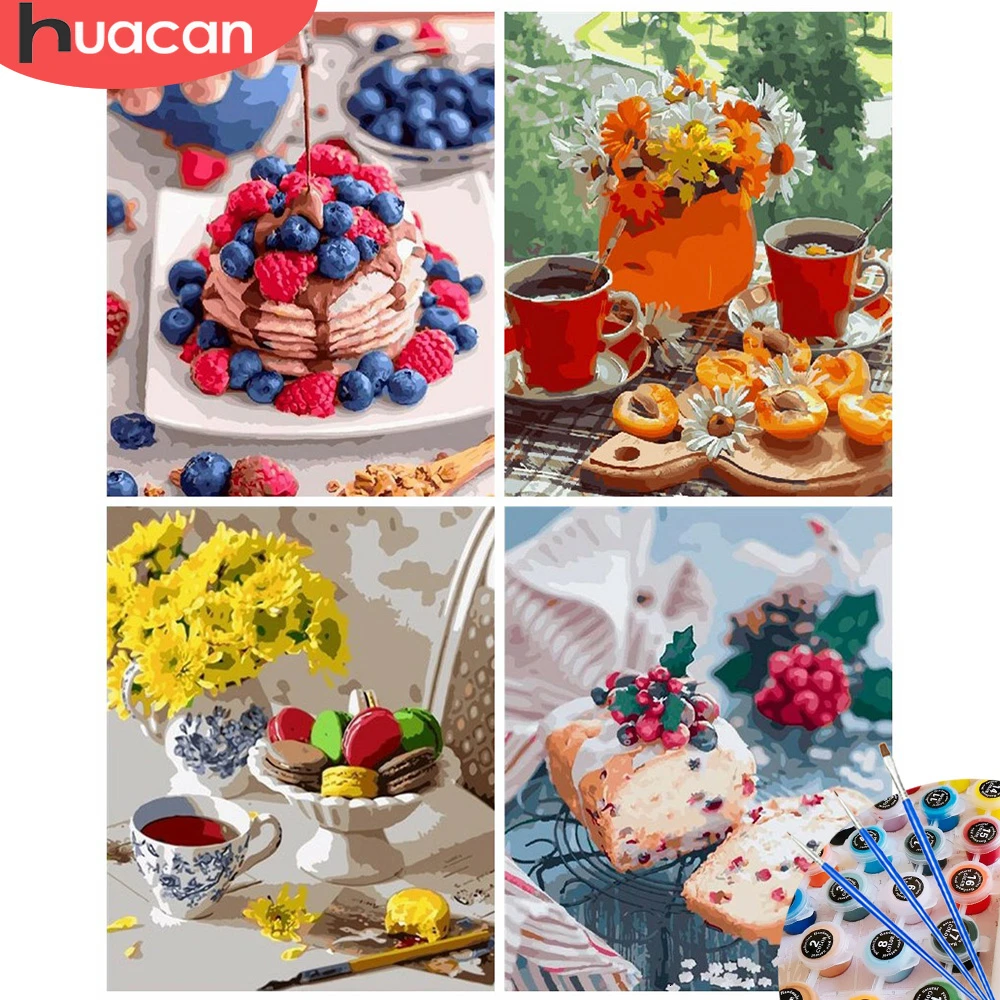 HUACAN картина маслом по номерам комплект для еды рисование на холсте настенная