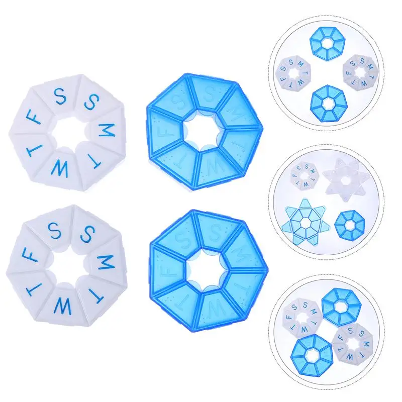 

4pcs 7-Days Weekly Pill Case Pill Box Medicine Dispenser for Trip Travel