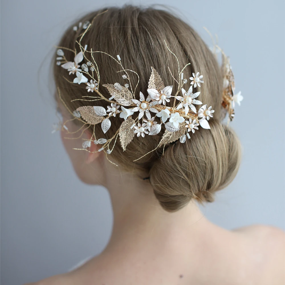 Wedding Hair Clips Headband Bridal Accessories Pearl Floral Tiara Women Headpiece | Украшения и аксессуары