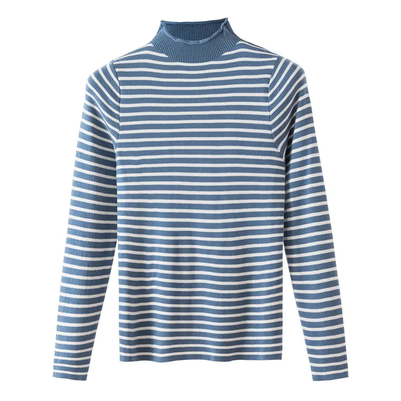 

Fitaylor Striped Pullover Knitted Sweater Autumn Womens Casual Slim Jumper Knit Long Sleeve Tops Lady Sweater Vestidos
