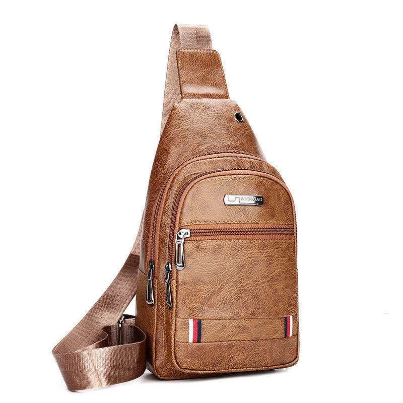 Модные мужские сумки кожаная сумка на молнии нагрудная через плечо Байкерская