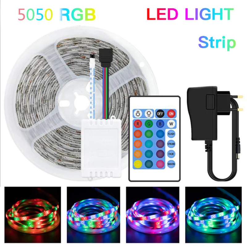 

Светодиодная лента RGB из эпоксидной смолы, водонепроницаемая световая лента 5050, украшение для спальни, гардероба, телевизора, цветная мягка...