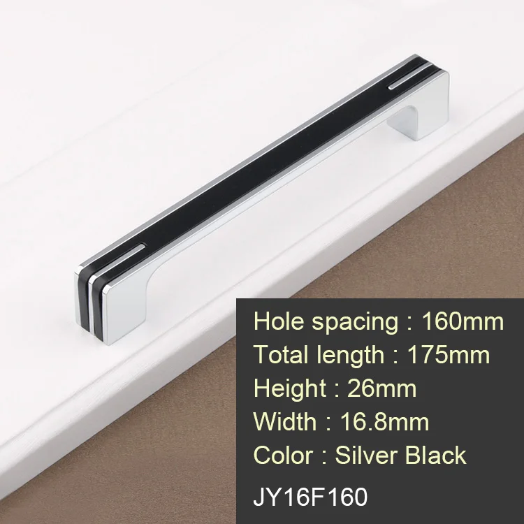 Black 160mm Классические ручки для ящика, кухонного шкафа, дверные ручки для мебели и ручки, простые черно-белые яркие - Цвет: Black 160mm