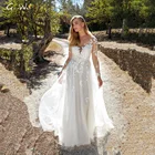 Женское свадебное платье It's yiiya, белое платье трапециевидной формы с длинными рукавами и кружевной аппликацией на лето 2019