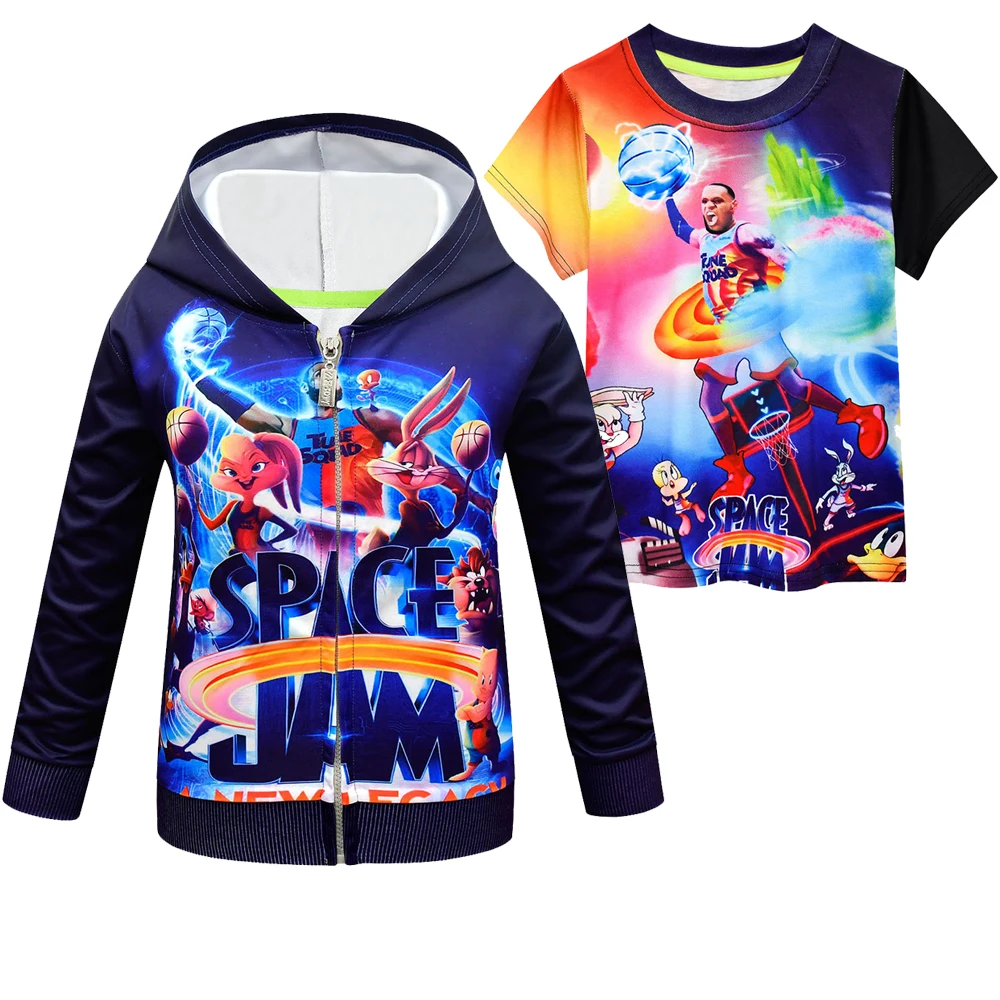 

2021 SPACE JAM 2 Cotton Child Tracksuit Autumn Cosplay Costume Sets Children Boys Girls Clothes Kids Hooded T-shirt Xmas Gift