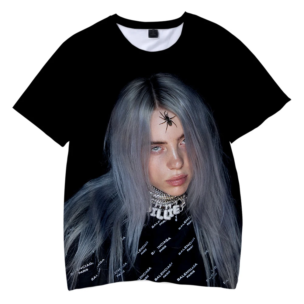 kids shirt 1 Billie Eilish/футболка с 3D принтом для маленьких мальчиков и девочек летние футболки с короткими рукавами топы унисекс, футболки, Детский костюм, рубашка - Цвет: kids shirt 1