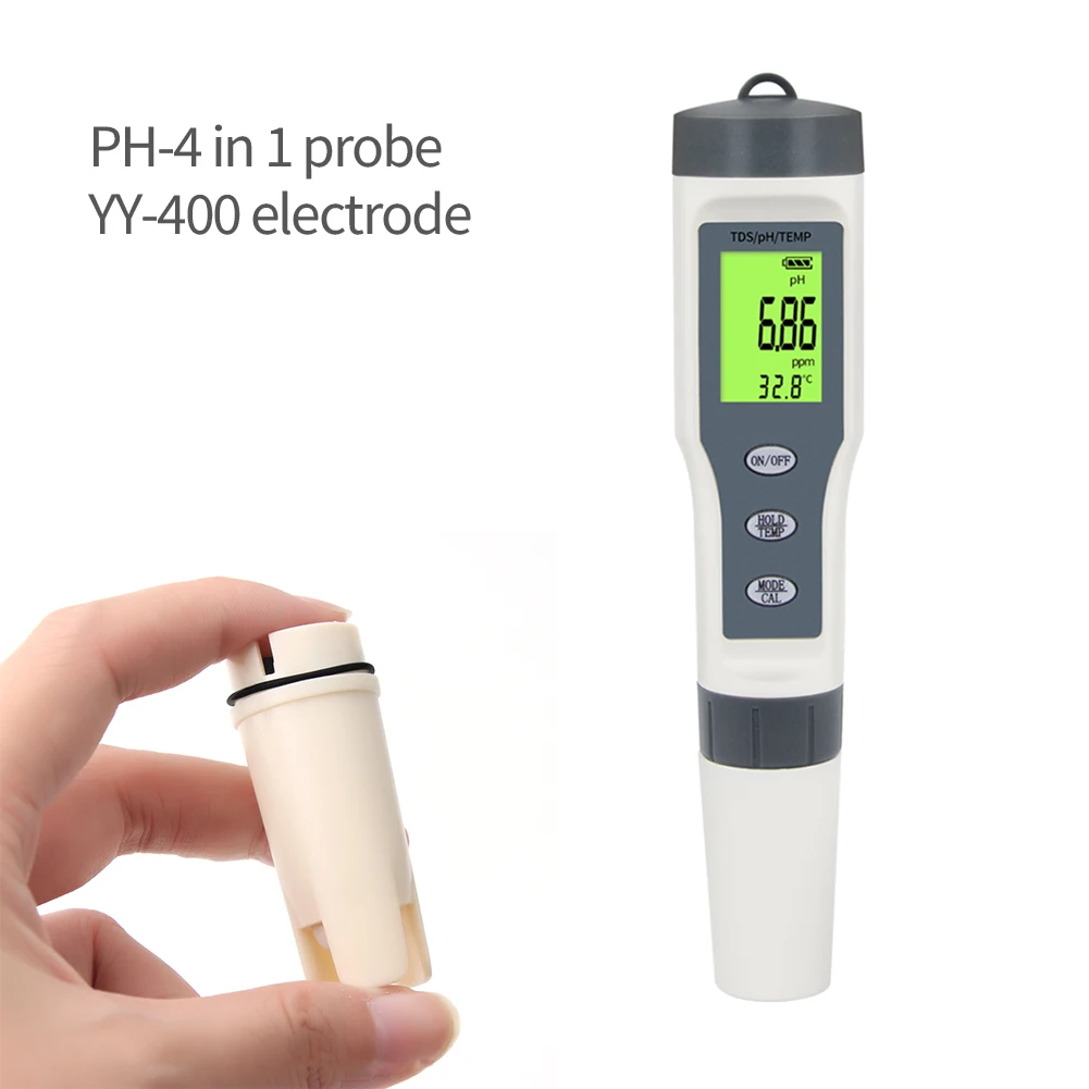 

PH Meter Replacement Probe Electrode 4 in 1 PH/ORP/H2 Water Quality Tester Parts for YY-400 4 in 1 PH/ORP/H2/Temperature