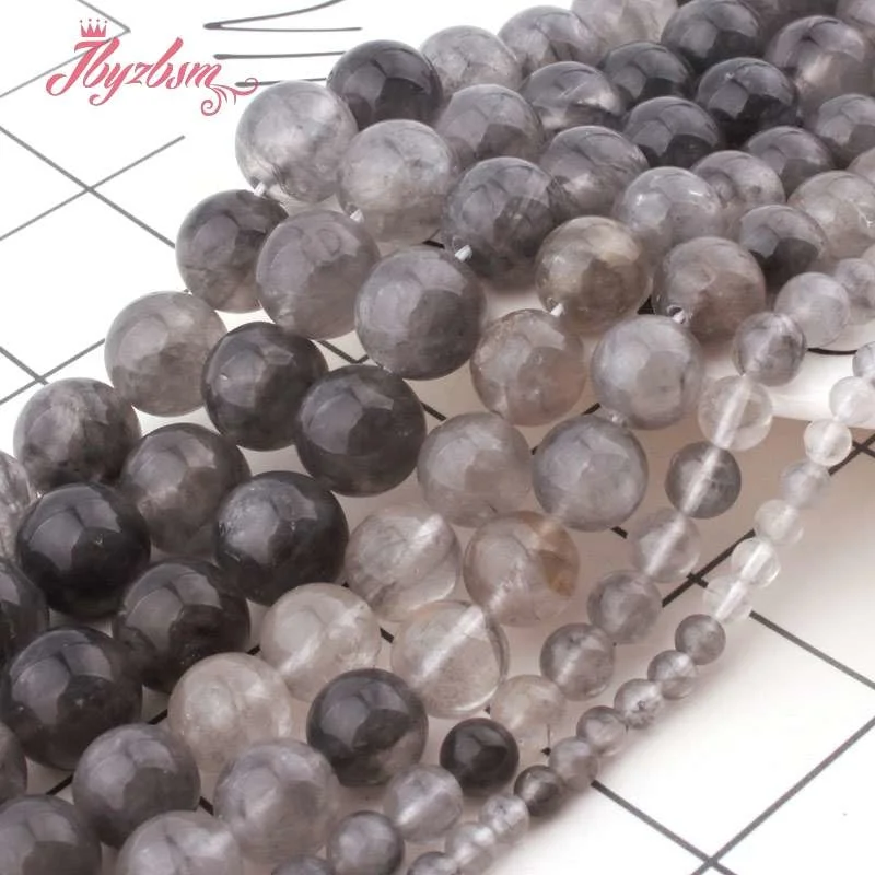 4 6 8 10 12mm Round Smooth Cloudy Quartz Crystal Natural Stone Beads or DIY Necklace Bracelets Jewelry Making 15&quot Free Shipping |