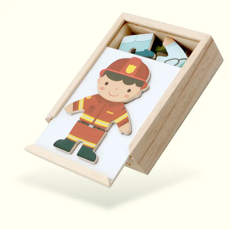 6 комплектов одежды деревянные магнитные пазлы детские развивающие игрушки