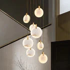 Мраморный подвесной светодиодный светильник в скандинавском стиле, круглая каменная Подвесная лампа для кухни, столовой