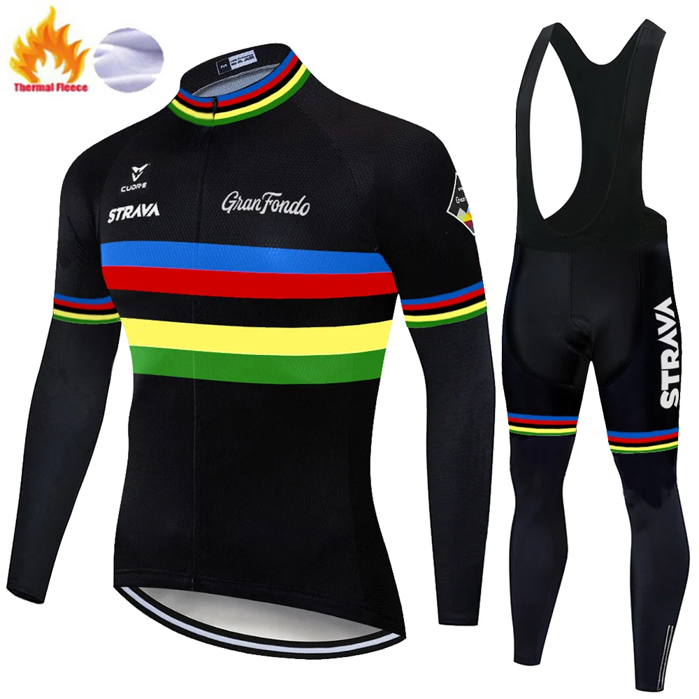 НОВАЯ Трикотажная Одежда для велоспорта STRAVA Зимняя Теплая Флисовая одежда