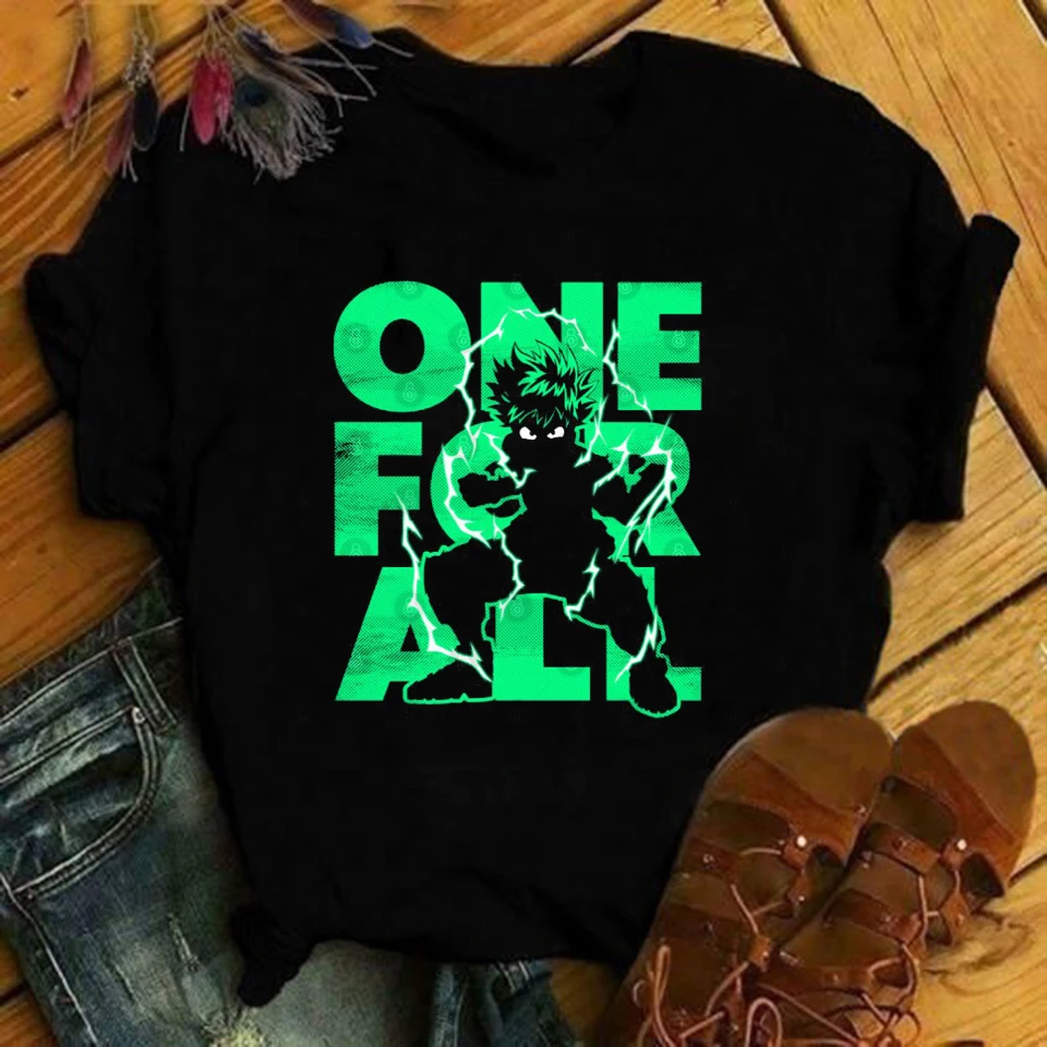 

T Shirt Women Harajuku Tops Graphic T-shirt 90s Fashion Tshirt Boku No Hero One for All My Hero Printing Anime Top Tee Female