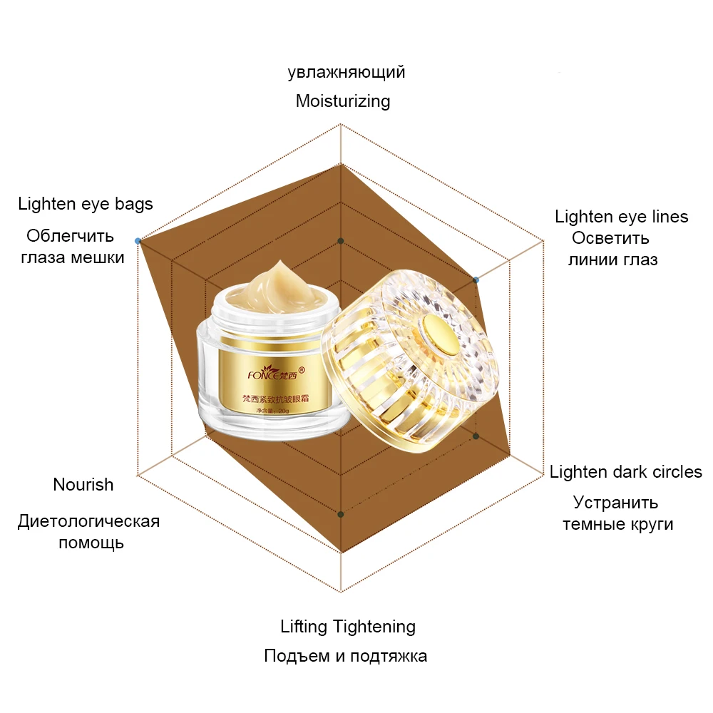 Fonce Золотой укрепляющий крем для глаз 20 г растительный экстракт лечебная сумка
