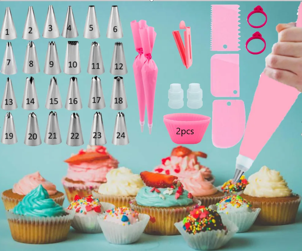 

36-Piece Decorating Nozzle Set Scraper Tpu Milking Bag Converter Silicone Ring Household Cake Baking Tools