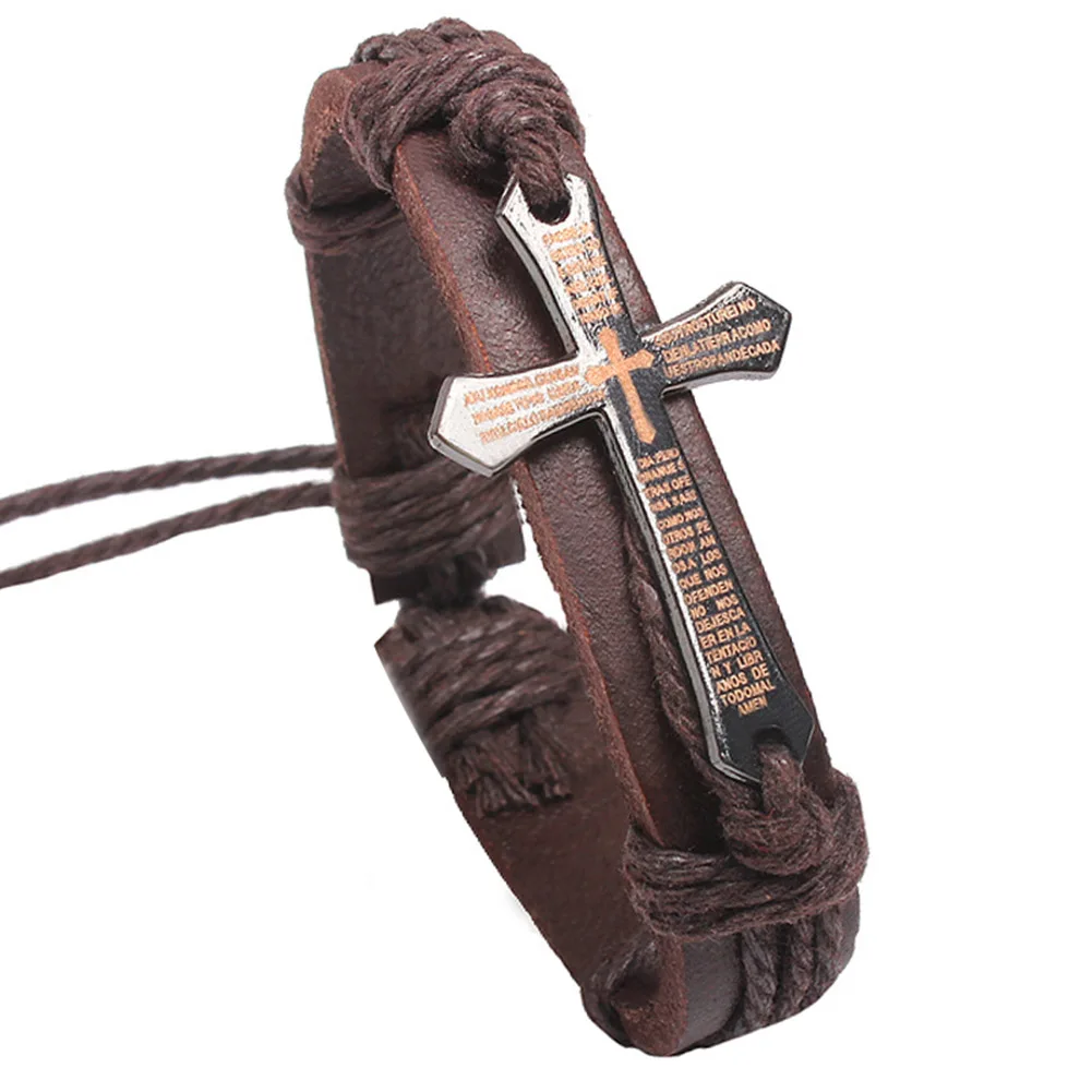 

Leather Bracelet Leather Bangles Magnetic-Clasp Cowhide Braided Multi Layer Wrap Bracelet for Men