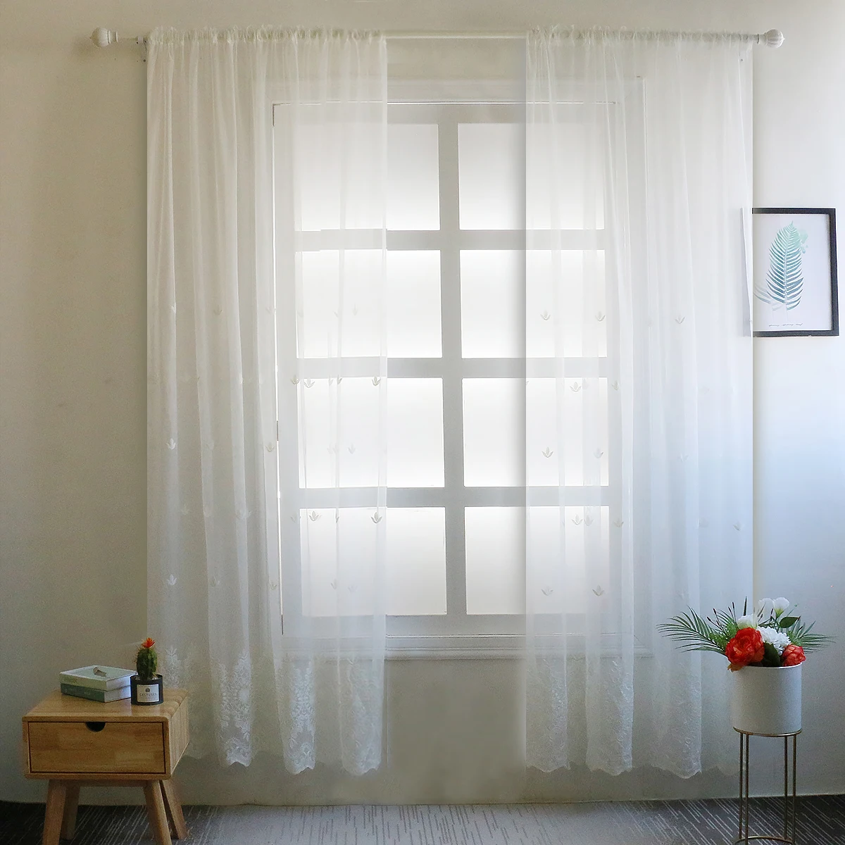 Новинка Современные Геометрические белые тюлевые шторы с вышивкой для гостиной