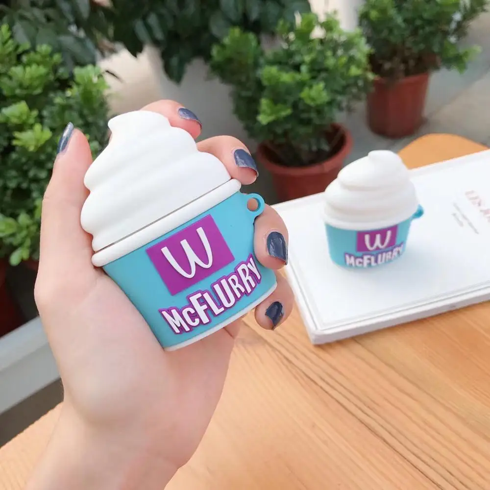 Роскошный милый 3D Lce Cream McFlurry Забавный силиконовый мягкий чехол для гарнитуры Apple