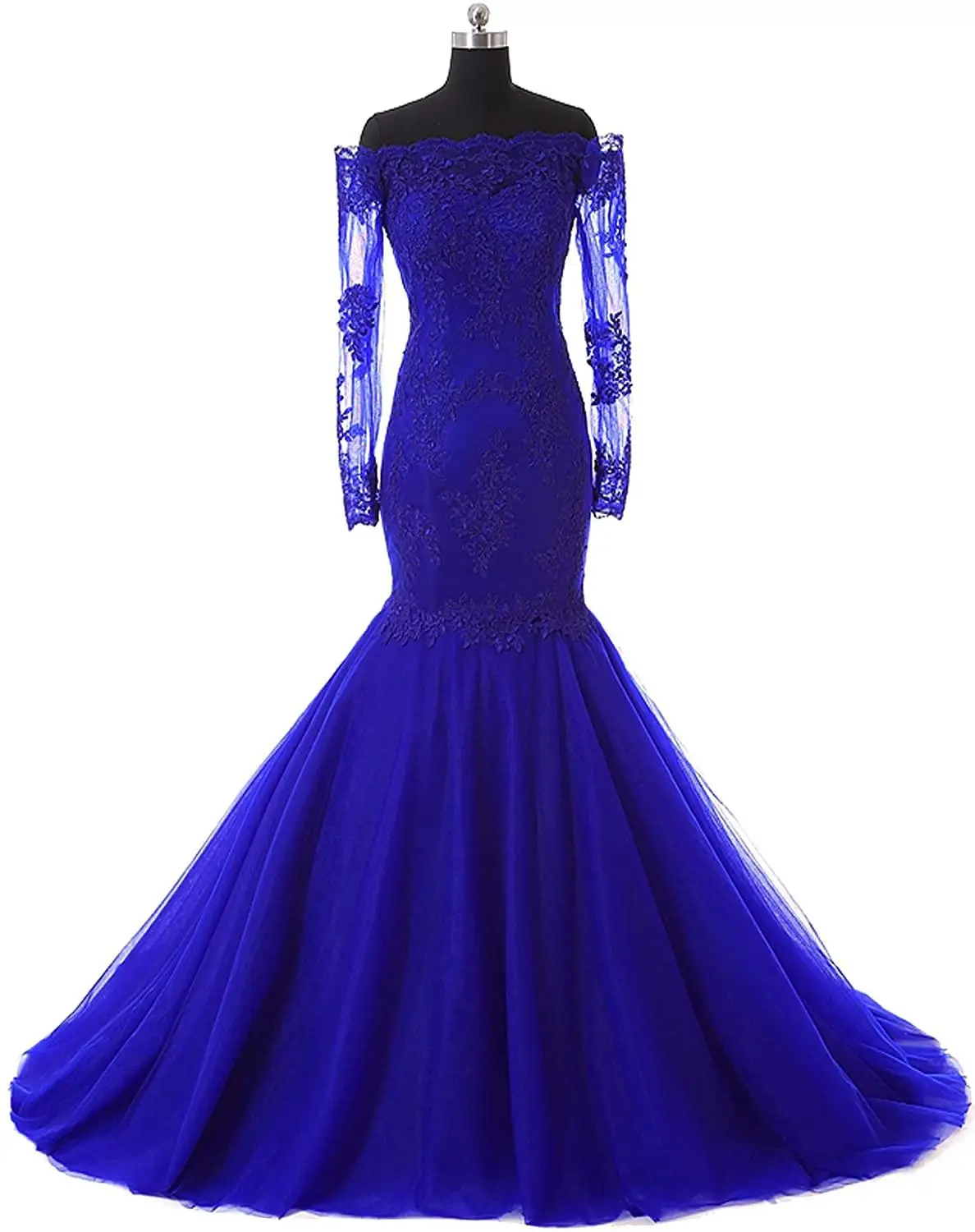 Кружевные Официальные Вечерние платья с длинным рукавом для женщин Тюлевое
