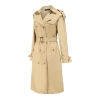 long loose plus size windbreaker cotton jacket women autumn winter fashion button belt tops female elegant temperament jackets