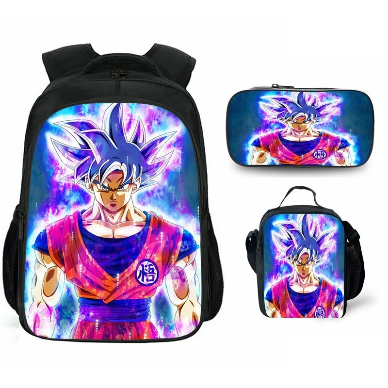 

Двухслойный рюкзак с рисунком аниме Son Goku Kakarotto Saiyan, сумка для обеда, чехол-карандаш для детей и студентов