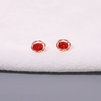 red garnet lolita temperament fashion new trendy wild earrings
