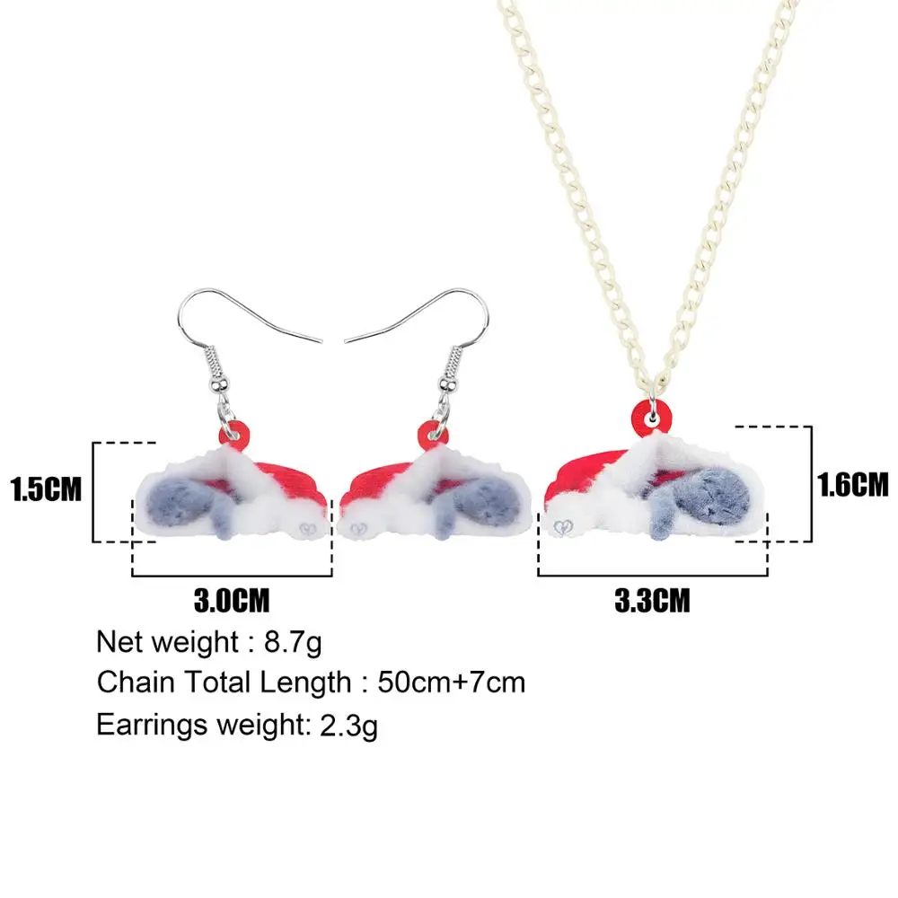 Bonsny Акриловая Рождественская шляпа шотландская Складная кошка Ювелирные наборы